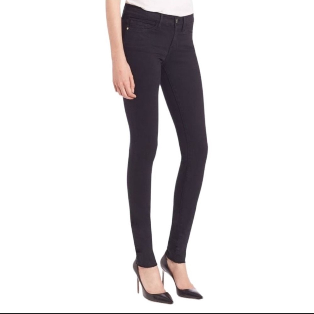 FRAME Forever Karlie Skinny Jeans black stretch raw hem SZ 28